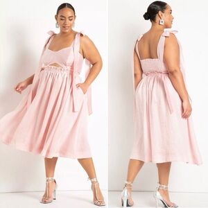 Eloquii X Melissa Mercedes Elegant Midi Dress Pink 16